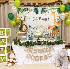 img 3 attached to 🦁 Safari Baby Shower Backdrop | Jungle Theme Baby Shower Background 7x5ft Vinyl | Boy Safari Baby Shower Banner Backdrops