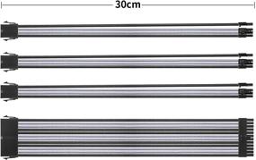 img 2 attached to Комплект модульных ПУСВ кабелей с чёрными и серыми оплетками, включающий двухжильный ПУСВ удлинитель 30 см с одним 24-контактным и тремя 6+2-контактными разъёмами для ATX-источника питания.
