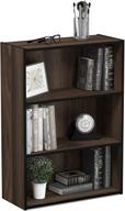 furinno pasir 3-tier open shelf bookcase in columbia walnut - sleek and functional storage option for any room logo