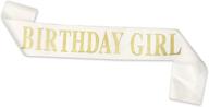🎉 dadam birthday sash for girls - white satin birthday girl sash with gold glitter lettering - party favors, supplies, and decorations logo