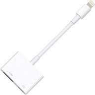 ⚡️ lightning to digital av adapter: hdmi 1080p with charging port for iphone, ipad, ipod & tv monitor projector (white) logo
