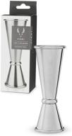 viski japanese style double jigger: essential bar kit with 1oz and 2oz interior measurements – stainless steel cocktail mixing tool logo