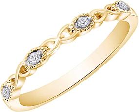 img 2 attached to 💍 Aria Jewels 14K Gold Plated 925 Sterling Silver Natural Diamond Accent Infinity Wedding Band Stackable Ring for Women - 0.04 Cttw, I-J Color, I2-I3 Clarity