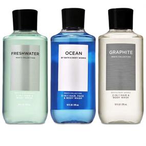 img 4 attached to 🛁 Bath and Body Works 3 Pack 2-in-1 Hair + Body Wash: Freshwater, Graphite, and Ocean - 10 унций.