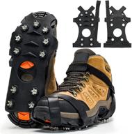 zuxnzux ice cleats for shoes and boots - stainless steel microspikes grippers with 11 spikes grips for ice and snow - ideal for climbing, ice fishing, hiking логотип