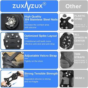 img 3 attached to ZUXNZUX Ice Cleats for Shoes and Boots - Stainless Steel Microspikes Grippers with 11 Spikes Grips for Ice and Snow - Ideal for Climbing, Ice Fishing, Hiking