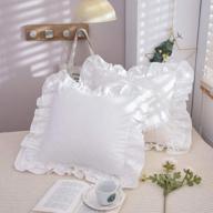 tealp 100% cotton white ruffled euro shams - elegant 26x26 decorative pillow covers with shabby ruffles (set of 2) логотип