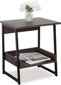 img 3 attached to 🛋️ Sekey Home End Table, 2-Tier Side Table with Storage Shelf, Sturdy and Easy Assembly, Wood Look Accent Furniture with Metal Frame, Smoky Oak - Enhanced SEO-optimized Product Title