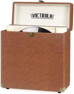 🎵 victrola vintage vinyl record storage case - fits standard 33 1/3, 45, and 78 rpm records, holds 30 albums - ideal for your precious record collection, brown (vsc-20-brw) logo