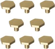 rzdeal 1-1/10" solid brass knobs shoe cabinets knob and pulls brushed gold hexagon handles for dresser drawer (8pcs): elegant and sturdy hardware solution logo