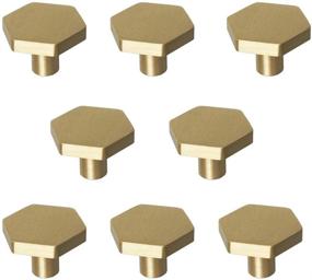 img 4 attached to RZDEAL 1-1/10" Solid Brass Knobs Shoe Cabinets Knob and Pulls Brushed Gold Hexagon Handles for Dresser Drawer (8Pcs): Elegant and Sturdy Hardware Solution