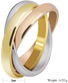 img 3 attached to 💍 Womens Stainless Steel Trinity Ring with Tri-Tone Interlocked Rolling Wedding Band - Gold, Rose, and Silver