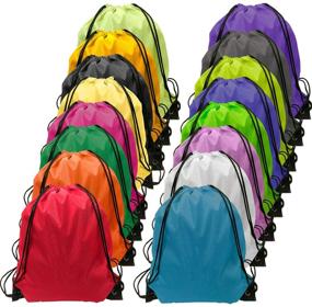 img 4 attached to 🎒 Bulk Drawstring Backpack, Cinch Bag for Kids - Durable Nylon String Backpack, String Bag in 16 Vibrant Colors
