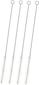 img 4 attached to 🍹 12 Inch Stainless Steel Metal Bristle Straw Cleaner Brush - Pack of 4, Extra Long