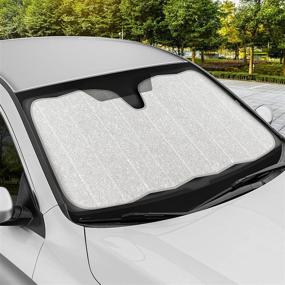 img 2 attached to 🌞 BDK AS-2511-SL Front Windshield Shade - Accordion Folding Auto Sunshade for Car Truck SUV - Blocks UV Rays Sun Visor Protector - Keep Your Vehicle Cool - Silver Glitter (57 x 27 Inch)