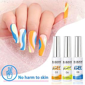 img 2 attached to Vibrant Line Art Gel Nail Polish Set: RARJSM Painted Gel, 12 💅 Colors for DIY Drawing, Neon Pink, Yellow, Green, Glitter, Sliver, Gold, UV/LED Required