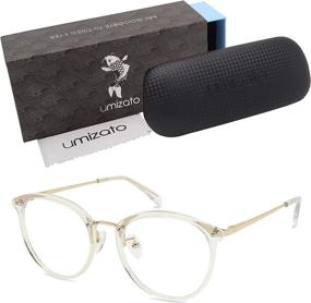 img 4 attached to 👓 Umizato Blue Light Glasses Round Frame - Lightweight Comfortable Bluelight Blocking Screen Glasses for Women Men, Clear Lens for Computer Use All Day, Retro Vintage Trendy Style (Rei in Crystal Gold)