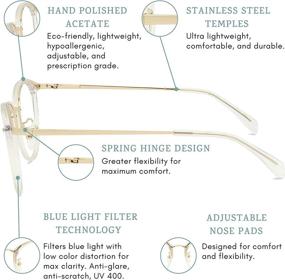 img 2 attached to 👓 Umizato Blue Light Glasses Round Frame - Lightweight Comfortable Bluelight Blocking Screen Glasses for Women Men, Clear Lens for Computer Use All Day, Retro Vintage Trendy Style (Rei in Crystal Gold)