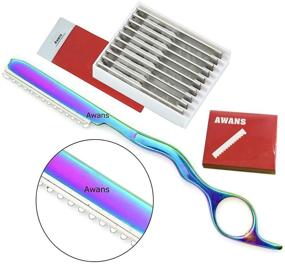 img 2 attached to 💇 Awans Hair Thinning Razor: Feather Styling Tool with 10 Spare Blades for Precise Hair Cutting, Layering, and Texturing - Stainless Steel, Includes Free Comb