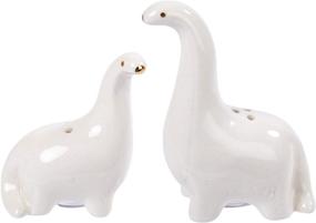 img 3 attached to 🦕 Luciano Housewares Ceramic Dinosaur Salt and Pepper Shakers Set - Kitchen Essential Cute Novelty Porcelain, White, 2.4 x 3.15 inches