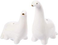 🦕 luciano housewares ceramic dinosaur salt and pepper shakers set - kitchen essential cute novelty porcelain, white, 2.4 x 3.15 inches logo