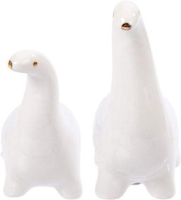 img 2 attached to 🦕 Luciano Housewares Ceramic Dinosaur Salt and Pepper Shakers Set - Kitchen Essential Cute Novelty Porcelain, White, 2.4 x 3.15 inches