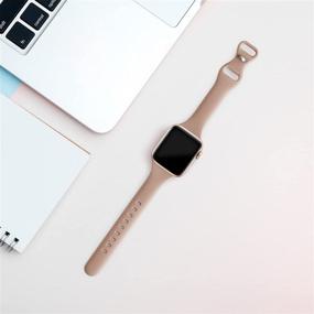 img 2 attached to 🍃 QRose Bands - Slim Narrow Silicone Sport Straps for Apple Watch 38mm/40mm, 3 Pack - Compatible with iWatch Series SE 1/2/3/4/5/6, Milk Tea/Smoke Violet/Cactus