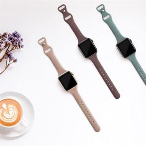 img 3 attached to 🍃 QRose Bands - Slim Narrow Silicone Sport Straps for Apple Watch 38mm/40mm, 3 Pack - Compatible with iWatch Series SE 1/2/3/4/5/6, Milk Tea/Smoke Violet/Cactus
