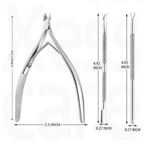 img 3 attached to Комплект для обрезания кутикулы Xesscare - отталкиватель кутикулы, ножницы для удаления кутикулы, 🔪 треугольный отталкиватель и скребок для кутикулы - прочные инструменты для маникюра и педикюра (серебро).