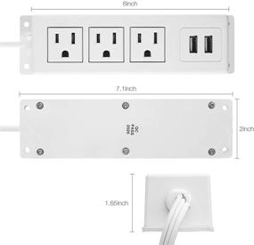 img 2 attached to 💡 CCCEI 3-Outlet Wall Mount Power Strip with USB, Under Desk Flat Plug Mountable Power Strip, Desk Mount Power Strip with 6FT Power Cord, 125V 60HZ 12A 1500W