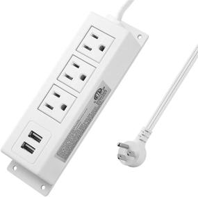 img 4 attached to 💡 CCCEI 3-Outlet Wall Mount Power Strip with USB, Under Desk Flat Plug Mountable Power Strip, Desk Mount Power Strip with 6FT Power Cord, 125V 60HZ 12A 1500W