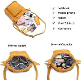 img 1 attached to 👜 Stylish Canvas Crossbody Drawstring Bucket: Trendy Women's Handbag & Wallet Combo