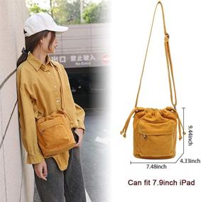 img 2 attached to 👜 Stylish Canvas Crossbody Drawstring Bucket: Trendy Women's Handbag & Wallet Combo