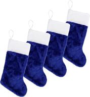 🎅 iconikal plush decorative stocking, 18" tall, blue, 4-pack - festive christmas stockings for home décor логотип