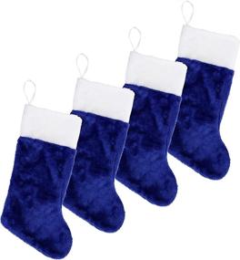 img 4 attached to 🎅 Iconikal Plush Decorative Stocking, 18" Tall, Blue, 4-Pack - Festive Christmas Stockings for Home Décor