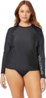 👙 volcom women's simply sleeve rashguard: fashionable swimwear cover up for all women logo