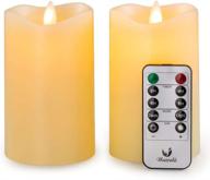 🕯️ dancing flame led flameless candles - set of 2, real wax night lights, d3'' x h5'', battery operated with remote control, timer (2/4/6/8 hours), flickering, realistic ivory design - ideal for home decor логотип