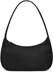 img 4 attached to 👜 Timeless Black Handbags: Small Nylon Shoulder Bags with Convenient Zipper Closure for Minimalist Women