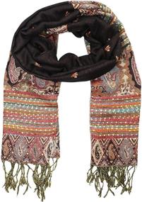 img 2 attached to Stunning Achillea Reversible Bohemian Pashmina: Exquisite Tribal Border Shawl Wrap Scarf