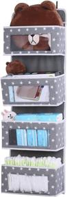 img 2 attached to 👶 Baby Organizer: Over Door Nursery Closet Cabinet Storage Solution with Clear Window Pockets, Wall Hanging Design and Mental Hooks for Bedroom