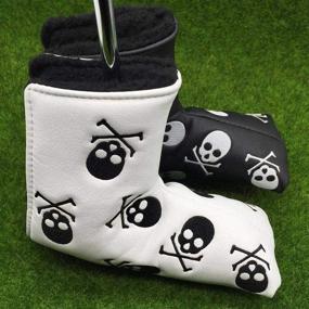img 1 attached to Golf Putter Head Covers Blade Club Headcover PU Leather Protector Cover - Black/White - Universal Fit for Men, Women, and All Putters - Scotty Cameron, Taylormade, Odyssey compatible