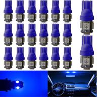 💡 everbright 20-pack 194 led bulb blue: car interior lights, dome map light, dashboard, license plate lamp - 5050 chips 5smd, dc 12v logo