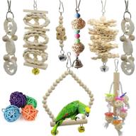 jiayue bird parrot swing toys - natural wood bungee bird toy set for small parrots, cockatiels, conures, finches, budgies, macaws - 12pcs chewing toys and cage accessories logo