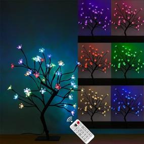 img 3 attached to 🌸 Cherry Blossom Bonsai Tree with 48 LED Lights, Metal Base, UL Listed Adapter, Warm White Lights, Ideal for Night Lights, RGB Color Changing Option for Endless Color Choices