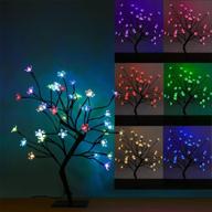 🌸 cherry blossom bonsai tree with 48 led lights, metal base, ul listed adapter, warm white lights, ideal for night lights, rgb color changing option for endless color choices логотип