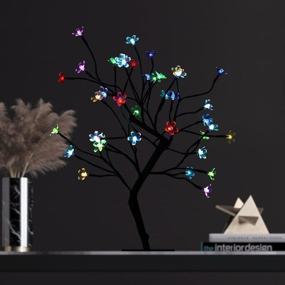 img 2 attached to 🌸 Cherry Blossom Bonsai Tree with 48 LED Lights, Metal Base, UL Listed Adapter, Warm White Lights, Ideal for Night Lights, RGB Color Changing Option for Endless Color Choices