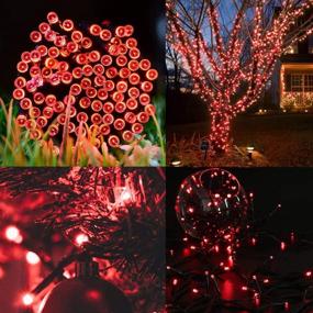 img 2 attached to MAOKOT Solar String Lights Outdoor Waterproof 72ft 8 Modes Red 200 LED Christmas Decoration for Garden, Patio, Xmas Tree, Festival