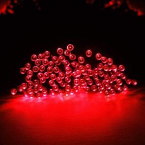 img 3 attached to MAOKOT Solar String Lights Outdoor Waterproof 72ft 8 Modes Red 200 LED Christmas Decoration for Garden, Patio, Xmas Tree, Festival