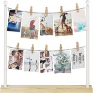 📷 j jackcube design wooden collage photo clip holder stand with metal chain and 10 wood clips for hanging home decoration, cards, artwork - mk676a логотип