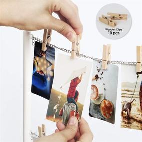 img 2 attached to 📷 J JACKCUBE DESIGN Wooden Collage Photo Clip Holder Stand with Metal Chain and 10 Wood Clips for Hanging Home Decoration, Cards, Artwork - MK676A